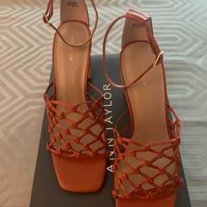 Ann Taylor, leather knotted light cognac strappy sandals, size 9.5. Worn once.